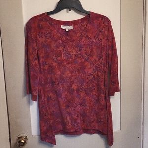 Eagle Ray Traders 3/4 Sleeve V-Neck Rayon Top